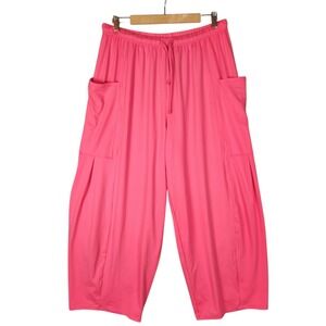 Halara Cargo Pants Size L Pink Wide Leg Cropped Drawstring New